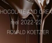 Tabletop showreel Ronald KoetziernChocolate and (ice)cream nShots for reference and inspiration.nAll done by Ronald Koetzier 2022-23 nnRonald Koetzier food and High-speed specialist Director / D.O.PnContact: info@ronaldkoetzier.com.nnRonald Koetzier is a freelance independent food and live action Director/ D.O.Pwith an extremely refined visual style and technique.Shooting amazing and spectacular food projects all over the world.He is based in Europe but travels to every country if needed.