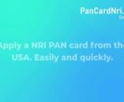 → Submit your application for an NRI PAN card in the USA at https://www.pancardnri.comnnNRIs, PIOs, OCIs, and US passport holders living in the United States of America who want to apply for an Indian PAN card — often known as an NRI PAN card in the Indian diaspora community — should watch this video. It provides instructions on how to go about obtaining your PAN number while staying in the US.nnYou will get the knowledge necessary to submit an application for a permanent account number in