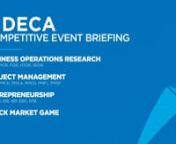 Watch this briefing to prepare for competition during DECA&#39;s 2024 International Career Development Conference.nnBusiness Operations Research Events (BOR, BMOR, FOR, HTOR, SEOR), Project Management Events (PMBS, PMCD, PMCA, PMCG, PMFL, PMSP), Entrepreneurship Events (EIP, ESB, EIB, IBP, EBG, EFB) and Stock Market Game (SMG)