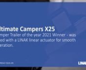 Ultimate Campers X25, Camper Trailer of the year 2021 winner, was fitted with a LINAK LA36 linear actuator for smooth operation. The LINAK LA36 TECHLINE actuator was ideal for this application, as it provides robust, repetitive and precise movement in the harshest conditions. The X25 is a luxury Australian Camper Trailer. The actuator needed to meet the requirements of speed, smooth operation, and the correct pressures to open and close the caravan’s lead to meet the customer’s luxury expect