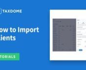 Export clients from your current software, any tax software, or create a new client base listnIf you need help with importing clients, just fill in the form, and we’ll be glad to help: https://673csusg.paperform.co/. nnFind out more about the importing process in our Help Center nnImport and map your clients: https://help.taxdome.com/article/122-import nAdding client accounts: https://help.taxdome.com/article/100-adding-accounts nHow to add, merge, export, and delete contacts: https://help.ta