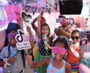 The best TikTok party in town on a bus! Children paint the TikTok logo, have a TikTok dance party with our onscreen live video, and take fun pictures with our TikTok props and backdrop!Our TikTok party bus is decorated with shiny pillows and curtains, disco balls, and music notes!