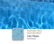 Watch this StoneScapes Micro Puerto Rico Blend Pool Finish in the Lake Tekapo color as it is being installed, along with shots of the finished pool including underwater footage to closely examine the finish. NPT&#39;s unique Mermaid Portifino iridescent glass tile is featured at the waterline.