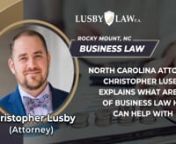 lusbylaw.com/nnLusby Law P.A.n2860 Ward Blvd., Suite AnWilson, NC 27893nUnited Statesn(252) 371-0127nnLusby Law P.A. exists to help you and your business comply with all relevant laws and regulations across a wide range of legal fields. nAmong other areas, we handle:nContract Law, which encompasses the creation, interpretation, and enforcement of contracts. nCorporate Law governs how corporations are formed and managed thereafter. nIntellectual Property Law, which includes trademarks, copyrights