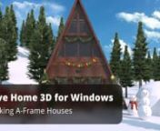 To complete the project with the A-frame house you will need to use the Custom Roof tool available among Pro features of Live Home 3D for Windows. Before drawing any walls, enable the option to view story above and below current using the View menu.nnNow, using the Room tool, create a rectangular room. Add two symmetrical inner walls. Select all walls and change their type to Loft using the Object Properties tab of the Inspector. Switch to Building Properties tab and add a story above current. O