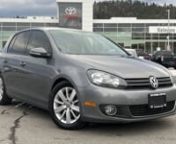 Diesel &#124; 2.0L, 140-hp TDI Engine &#124; Heated Front Seats &#124; 6-Speed Manual Transmission &#124; Sport Suspension &#124; Fog Lights &#124; nExperience the precision and efficiency of the 2012 Volkswagen Golf TDI Clean Diesel, a testament to intelligent design and spirited performance. At Kelowna Toyota, we&#39;re excited to introduce this exceptional vehicle, boasting a host of features that prioritize both comfort and performance. Let&#39;s uncover the outstanding attributes of the 2012 Volkswagen Golf TDI Clean Diesel, an