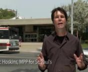 Hi, I’m Dr. Eric Hoskins, your Member of Provincial Parliament here in St. Paul’s. nnI’m standing on Eglinton Avenue – the future site of an underground LRT transit line.nnI’ve heard it loud and clear from you, my constituents.You want more transit.You want more reliable transit.Quicker transit.More accessible transit.And our government has delivered.nnWe’ve signed the contract for the tunnel-making machines that will get this project started, and bring rapid transit to