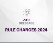 We are pleased to present you with the 2024 Rules Revision video for FEI Dressage, highlighting some of the changes into effect since 1 January. nMore information and links are available on https://campus.fei.org/ in the Dressage hub.