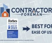 Get a FREE account at ContractorForeman.comnnTry it FREE for 30 days! Over 35 powerful features. Price Lock + Unlimited Projects means that your price never goes up. Use one module or use them all – it’s still 1/3 the price of our competitors.nn✔ Instant Setup - Get Started Nown✔ Unlimited Projectsn✔ 100 Day Money-Back Guaranteen✔ Starts at &#36;49/mn✔ Price Lock (Your price never goes up)n✔ Use on your PhoneUnlimited Projects, Time Cards (w/GPSLive Chat, Free Support, Monthly Up