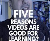 Why are Videos Good For Learning?nnThe five reasons I listed above are how I would explain them at a cocktail party or a family gathering. The learning and development industry would answer, “Why are videos good for learning?” with terminology, explanations, and examples. So, since you are not talking to me at a party, cocktail, or family gathering, let me put my industry nerd hat on and elaborate.nnEngaging and InteractivenVideos feature multimedia elements like icons, graphics, and images