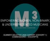 For more info: https://mutualmentorshipformusicians.org/nnThis video features excerpts from each of our 24 commissions thus far from our first 4 cohorts (48 women and non-binary composer-performers) since our inception in March of 2020:nnCohort 1 (Summer Solstice 2020 Cohort):nRomarna Campbell (UK) – drums nLesley Mok (NYC) – drumsnCaroline Davis (New York) – saxophonenJen Shyu (NYC/East Timor) – voice, multi-instrumentalistnErica Lindsay (Rosendale, NY) – tenor saxnEden Girma (US/UK)
