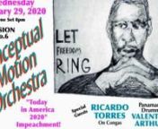 CMO 2020 -LIVE AT EL TALLER LATINO AMERICANOnPERFORMING TODAY IN AMERICA!nThis SESSION No.6 and Version of TODAY IN AMERICA is the First of the year 2020... It&#39;s also about IMPEACHED Donald J. Trump by Democratic House of Representatives FOR LIFE!nIt&#39;s RAW and it started with my Alto Saxophone duet with Jose Dávila, and part of my Conversation and Presentation of Vocal Artist Nora McCarthy. She was in the audience and did not performed because she was recuperating her Voice from a Flue, but w