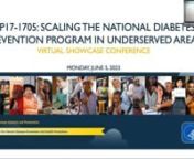 Welcome to the DP17-1705 Scaling the National Diabetes Prevention Program in Underserved Areas Virtual Showcase Conference a virtual experience culminating and showcasing the work accomplished over the past 5+ years under the DP17-1705 cooperative agreement.nnnnPresenters:nMiriam Bell, National DPP Team Lead, Centers for Disease Control and Prevention, Division of Diabetes TranslationnMarti Macchi, Chief Program Strategy Officer, National Association of Chronic Disease DirectorsnDr. Christopher