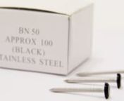 Box of 100 polytop nails in black for securing flat roof edging trims to fascia board. Good quality, stainless steel pins with strong plastic heads. Also available in anthracite grey and white and in two sizes – 40mm and 50mm.nnBuy 50mm polypins online at PermaRoof UK: https://www.permaroofstore.co.uk/50mm-polytop-nails-x-100.htmlnBuy 40mm polypins online at PermaRoof UK: https://www.permaroofstore.co.uk/40mm-polytop-nails-x-100.htmlnnThese polytop nails have been carefully selected and to wor