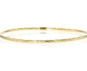 https://www.ross-simons.com/843729.htmlnnThis 14kt yellow gold bangle bracelet is ideally suited for stacking. Made in Italy, it features a fun, twisted texture. Slip-on, 14kt yellow gold bangle bracelet.