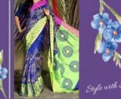 Deshi Besh represents Boutique Designer Block Printed Half Silk Saree. Click to buy- https://www.deshibesh.com/green-blue