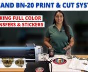 Roland BN-20 Print &amp; Cut System &#124; Making Full Color Transfers &amp; StickersnnThe Roland BN20 is a 20” print and cut machine that can make anything from full colors stickers and decals to custom t-shirt and more.nnAnd it does that by being both a full color printer AND a standard vinyl cutter.nnGiving the BN20 some impressive capabilities I-want-to-start-a-business capabilities.nnA printer cutter or print and cut machine looks like a standard vinyl cutter that you might use just for heat t