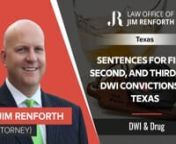https://www.callbigjim.com/nnLaw Office of Jim Renforthn916 West Belknap StreetnFort Worth, TX 76102nUnited Statesn(817) 877-0401nnIn Texas, on a first-time DWI, you can be subjected to a fine of up to two thousand dollars or up to 180 days in jail. You also face a license suspension of up to one year. Generally, a first offense is going to result in some kind of a probated sentence, if you’re convicted. Very few people actually go to jail on the first offense. Typically, people get from six m