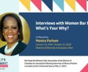Monica Parham (1968-2020)nnOn October 25, 2020, women’s bar leader Monica Parham lost her battle with cancer. Monica had served as the president of the Women’s Bar Association of the District of Columbia in 2012 and was president of the Women’s Bar Association Foundation from 2016 to 2018.In 2013, Monica joined the board of the National Conference of Women’s Bar Associations, serving as Vice President of Finance in the 2015-2016 board year. She was president of the Association of Law F