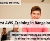 Best AWS Training Institute in Bangalore. AWS Training Institute in Bangalore based on current industry requirement. We understand today’s industry requirements as well as a need of quality experts in this industry. Our mission is to provide high-quality training and learning at a very affordable price. We provide online training, classroom training and webinars. nAddress: B-1, Bannerghatta Slip Rd, KEB Colony, New Gurappana Palya, 1st Stage, BTM 1st Stage, Bengaluru, Karnataka 560029 nPhone