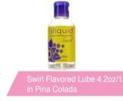 https://www.pinkcherry.com/products/swirl-lube-4-2oz-in-pina-colada (PinkCherry US) nhttps://www.pinkcherry.ca/products/swirl-lube-4-2oz-in-pina-colada (PinkCherry Canada)nn A splash of delicious flavor has been added to the clean, simple and amazingly natural Sliquid line of lubricants, creating Sliquid Swirl, a collection of taste-bud tempting water based intimate lubes. Offering a healthier choice for mindful women (and men), these lubes are free of DEA, gluten, glycerine, glycerol, parabens,