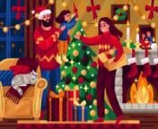 Family at the Christmas time vector motion graphic