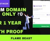 Freedomain &#124; how to Buy cheap price .com domain on Hostinger 2021 in Hindi &#124; Flame beastnBest hosting 90% off:-https://bit.ly/2TNwiRcnnClick here to join and use lifetime with premium support:-https://groovepages.groovesell.com/a/0fKIsa3mHJWBnjoin for freennHello friends welcome to our channel nnea video ke andar me app ko cheap price .com domain ke baree me complete information di he app kese HOSTINGER see cheap price me .com domain le sakte honnapp ko only hosting ki price 220 rupe denaa hogaa