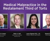 This episode of Reasonably Speaking explores one aspect of our ongoing project, Restatement of the Law Third, Torts: Concluding Provisions. Specifically, we&#39;ll be discussing medical malpractice.nnTorts was one of the first Restatements completed by The American Law Institute. Now in the Third series, nearly 90 years later, medical malpractice has never been included in any Restatement series until now. Led by Restatement Reporter Michael Green, panelist Mark A. Hall (Wake Forest Law), Laura Sigm