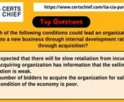 ✅Follow this Link and Try Product 100% Free: https://t.ly/YR4en✅Subscribe to our Channel to Learn More About the Top IT Certification n✅For more Information about CertsChief courses, visit: n✅Facebook: http://t.ly/Fp15 nIn this video, we learn about IIA-CIA-Part3-3P CIA Exam Part Three: Business Knowledge for Internal Auditingn1. Overview of IIA-CIA-Part3-3P CIA Exam Part Three: Business Knowledge for Internal Auditingn2. Top Question of IIA-CIA-Part3-3P CIA Exam Part Three: Business Kno