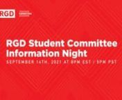 Interested in making a difference in the wider design community as a student? nnRGD President, Nicola Hamilton RGD, and Executive Director, Hilary Ashworth, will provide an overview of the RGD’s governance structure and what is involved in serving on the Student Committee.nnThe event will feature discussion with former and current Student Committee Members including:nnYasaman Fakhr Student RGDnKevin Farrugie Student RGD nNatalie Kilimnik Provisional RGDnSara Nguyen Provisional RGDnJoe Thoong P