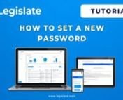This video in our tutorial series will be explaining how to set a new password for your Legislate account! nn0:00 Introductionn0:18 Log inn0:24 Reset passwordn0:37 Reset password emailn0:42 New passwordnnLegislate is an online contract management platform which helps businesses and landlords create and manage contracts without a lawyer. Through the mobile-friendly platform, users can create, manage and interact with their legal contracts. With Legislate, you can access a selection of up-to-date,