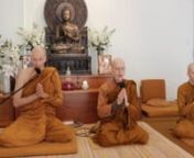 During covid lockdown, the three monks resident at Dhammagiri for the Vassa (&#39;Rains-Retreat&#39;) chant a Buddhist Blessing. The recitation is in Pali, the language spoken by the Buddha himself, as recorded in the oldest part of the Pali Canon.nnAjahn Dhammasīha, Ajahn Moneyyo and Ven Buddhisāro express their &#39;anumodana&#39; (&#39;rejoicing&#39;) with the offerings of food and requisites they have received. They recite the traditional verses of sharing the good karma of the donors with departed relatives. Sev