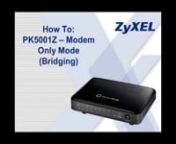 A how-to video describing how to set up the ZyXEL PK5001Z router made for CenturyLink subscribers so it functions only as a modem. This is useful if you already have a router installed in your home.