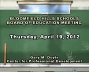 Overview of April 19, 2012 Board of Education Meetingn nn5:30 pm Combined Board Instruction Committee 10-Resignations; 7-Leaves of Absencen· Principal’s Instructional Showcase: Eastover Visible Thinking and Sustainability Initiatives presented by Christine Tangn· Special Reportsno Sinking Fund Update by Brian Gobyno High School Transition Update by Ed Bretzlaffno Community Partnership Committee Facilitator’s Report by Charlie Fleetham, president, Project Innovations