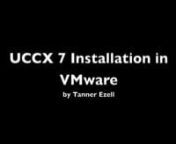 In this video, I will detail how to setup the VM for UCCX 7 on a VMware ESX box, noting the important configuration options. Then we will proceed to install UCCX in Cisco OS 2003, I also include special configuration notes to get this working in Windows 2003 vanilla. After we&#39;ve got our UCCX setup, I will run you quickly through setting up a test application (we&#39;ll use the included auto attendant script).