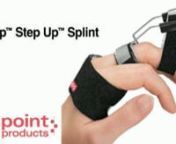www.3pointproducts.com The 3pp Step Up splint is used to help straighten a finger with a flexion contracture by applying static progressive stretch. The splint can be used for mild to severe IP flexion contractures. The splint base stabilizes the MP joint and rotates to allow alternating the angle of pull for different digits. Measuring instructions are found on the 3-Point Products web site. The splint needs to be fitted by a hand therapist or occupational therapist.