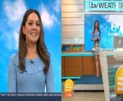 Split-screen of Laura presenting weather and auditioning for The Crown.