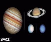 The Hubble Space Telescope time-lapse captured footage of Jupiter, Saturn, Uranus and Neptune.&#60;br/&#62;&#60;br/&#62;Credit: SCIENCE: NASA, ESA, Amy Simon (NASA-GSFC), Michael H. Wong (UC Berkeley) / VISUALIZATION: Joseph DePasquale (STScI) / edited by Steve Spaleta