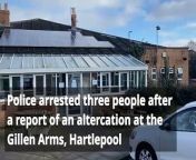 Two men and a women were arrested after an incident at the Gillen Arms on Sunday.
