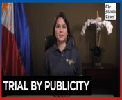 Duterte calls for Quiboloy hearing in proper courts&#60;br/&#62;&#60;br/&#62;Vice President Sara Duterte says on Tuesday, March 12, 2024, that controversial Pastor Apollo Quiboloy has been given a &#39;guilty verdict&#39; by the public and calls for a more fair hearing in the proper courts. She also said that Sonshine Media Network Inc.&#39;s (SMNI&#39;s) suspension was an issue of &#92;