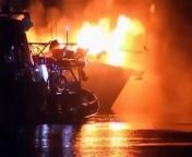 A fire has destroyed three luxury yachts and badly damaged another at a Gold Coast marina in Australia.
