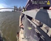 Woman attempting to jump into East River grabbed by NYPD officersSource New York Police Department
