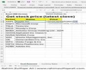 Get stock price (latest close) Excel and Google Sheets