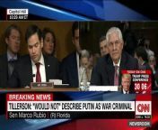Secretary of state nominee Rex Tillerson responds to questions about whether or not Russian President Vladimir Putin is a war criminal.