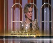 Sarah Paulson accepts the award for Best Actress in a Limited Series or Motion Picture Made for Television at the 74th Annual Golden Globe Awards.