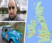 A madcap motorhead drove his battered Citroen 2CV 1,023 miles from England to Ireland – using only B-roads and a COMPASS.&#60;br/&#62;&#60;br/&#62;Matthew Hollis, 41, took ten days to complete the epic trip from Ness Point in Lowestoft, Suffolk, to Dunmore Head, on Ireland&#39;s west coast.&#60;br/&#62;&#60;br/&#62;He finished his coast-to-coast journey on Friday (12/4), after relying on a compass to find his way and only sticking to B-roads.&#60;br/&#62;&#60;br/&#62;He almost drove into trouble on the final stage of his challenge when he got lost driving the last ten miles from Dingle to Dunmore Head.&#60;br/&#62;&#60;br/&#62;What should have been a 20 minute journey turned into a two-and-a-half hour ordeal after Matthew took a wrong turn and ended up driving 50 miles out of his way.&#60;br/&#62;&#60;br/&#62;After reaching his final destination following ten days on the road, Matthew said: &#92;