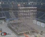 Bernabéu preparing the stage for Taylor Swift from bumbada on stage