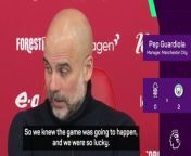 Manchester City boss Pep Guardiola thanked the pitch conditions for a &#39;fortunate&#39; win over Nottingham Forest