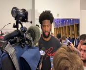 Sixers&#39; center Joel Embiid discusses his questionable technical foul.