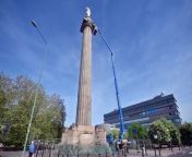 Shrewsbury&#39;s Lord Hill Column was finally able to have an inspection after a failed attempt due to wind previously. Bits have been falling off the column.